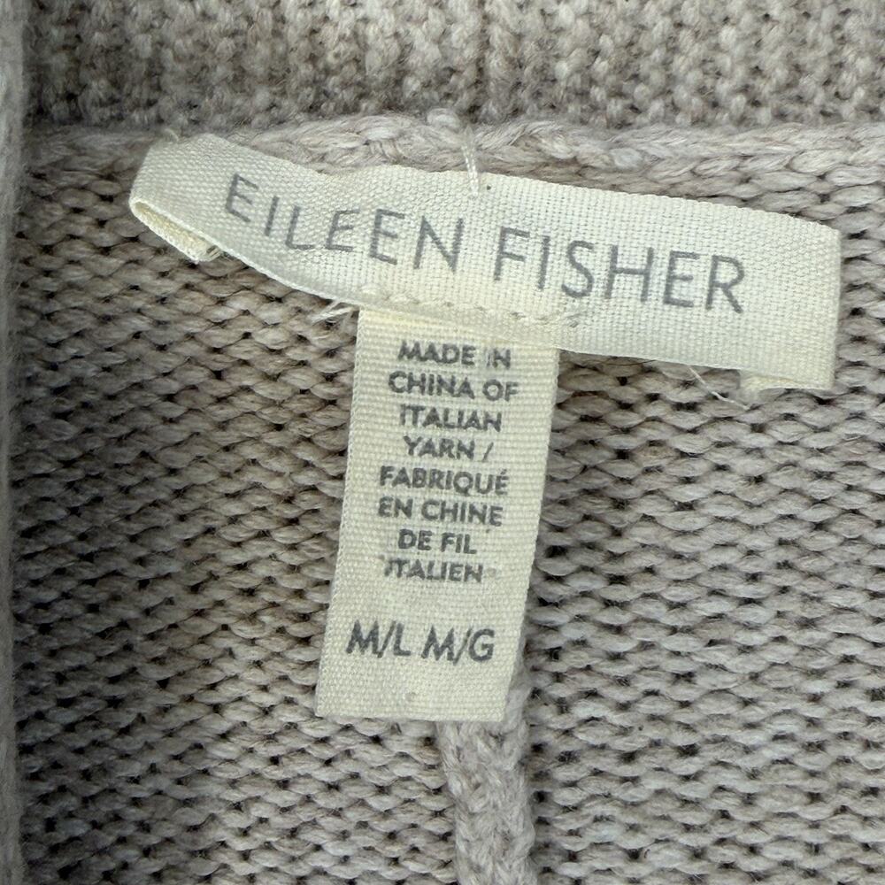 Eileen Fisher Tan Open Front Cardigan Sweater Shrug M/L Italian Yarn Boho - Picture 8 of 9